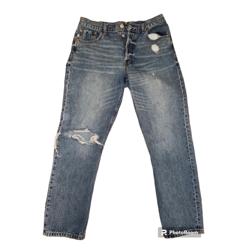 Aeropostale Women’s distressed denim blue jeans button enclosure Size 10